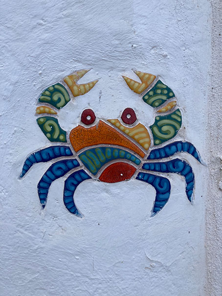 A Canarian crab in tile mosaic — a nod to Ferris